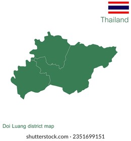 Vector Green Map Doi Luang District is a district of Chiang Rai Province. with demarcation line