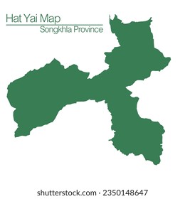 Vector green map of Hat Yai district, Songkhla province.
