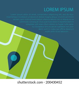 Vector green map icon with text. Eps10