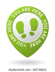 vector green map pointer with you are here icon