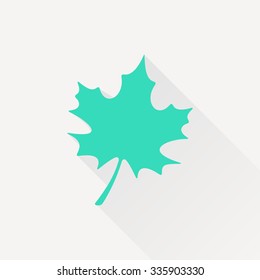 Vector green maple leaf icon on white background 