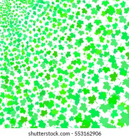 Vector Green Maple Leaves Pattern on White Background