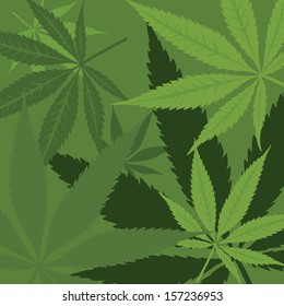 Vector green marijuana background with leaves