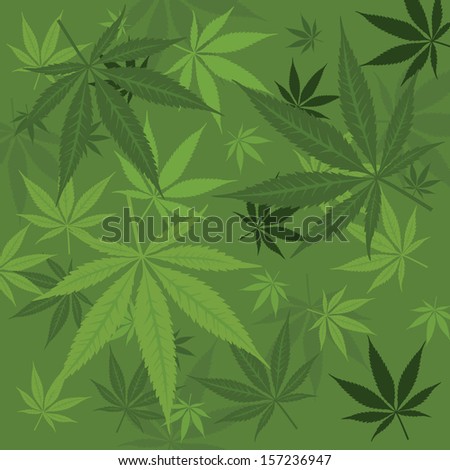 Vector green marijuana background with leaves