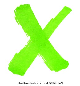 Vector green marker pen cross sign, wrong mark