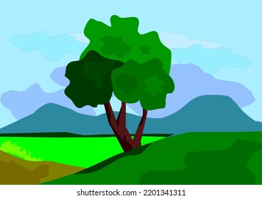 Vector green meadows are suitable for background images and general landscapes.