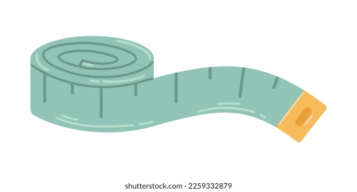 Vektorgrünes Messband für Messungen. Messwerkzeug in flachem Design.