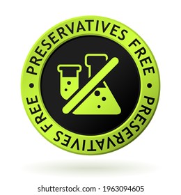vector green medal with symbol of preservatives free