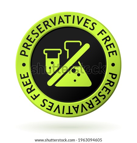 vector green medal with symbol of preservatives free
