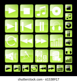 Vector green media icons. EPS 10