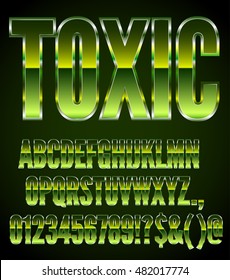 Vector Green Metal Toxic 80 S Action Movie Style Font Set