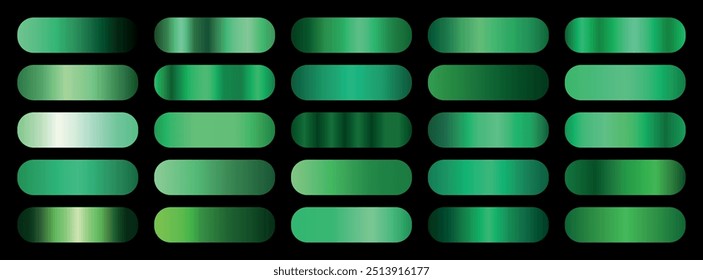 Vector green metalic gradients set