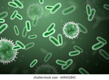 Vector green microscopic bacteria illustration