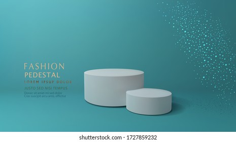 Escena mínima verde vectorial , podiumpara presentación de productos cosméticos. Fondo abstracto con plataforma de podio geométrica en colores pastel. Plantilla para diseño, presentación, publicidad.3d renderizado.