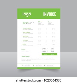 vector green minimalist invoice template design for your business / company