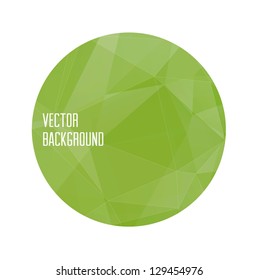 Vector green modern round banner / badge with abstract geometric background