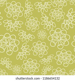 Vector green monochrome ice cream floral seamless pattern background. Suitable for fabrics, wallpapers, gift wrappers, scrapbook projects