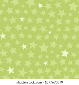 Vector Green Monotone Stars Seamless Pattern Background. Surface pattern design perfect for kids, fabric, accessories, home decor, and scrapbooking.