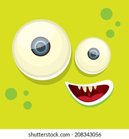 Vector green Monster face