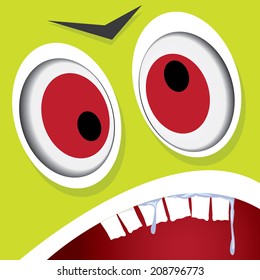 vector green monster face