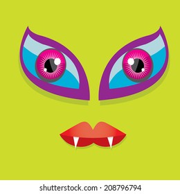 vector green monster face