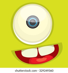 vector  green monster face