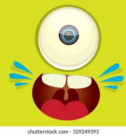 vector  green monster face