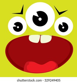 vector  green monster face