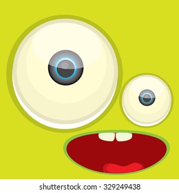 vector  green monster face