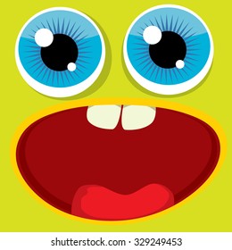 vector  green monster face