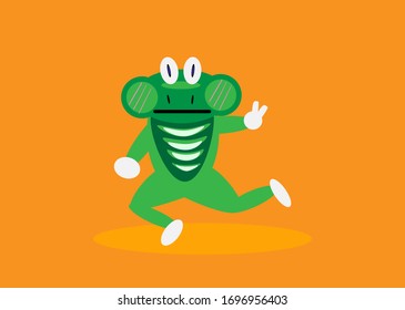 Vector al monstruo verde que parece una rana