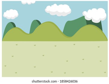 vector of green mountain view with blue sky and cloud