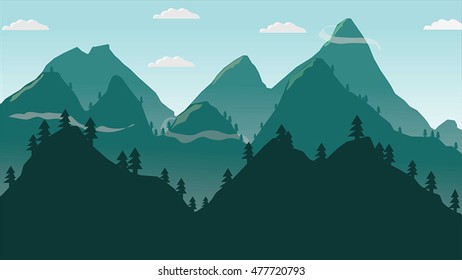 Vector with Green Mountains 