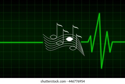 vector green music heart beating, can not live without music