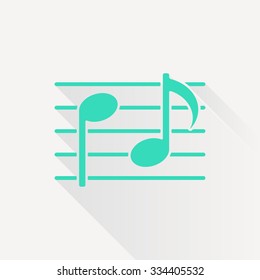 Vector green music icon on white background 