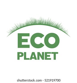 Vector green natural, organic, bio, eco label and shape, grass on white background.