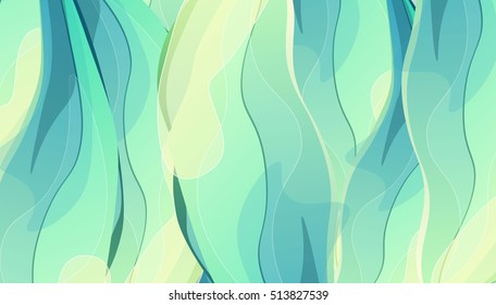 Vector green nature artistic plants color background greeting card. Creative illustration for your banner, invitation or poster design