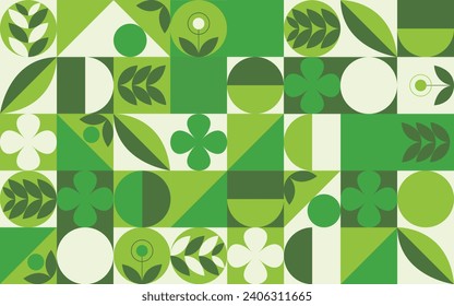 Vector with green nature geometric background