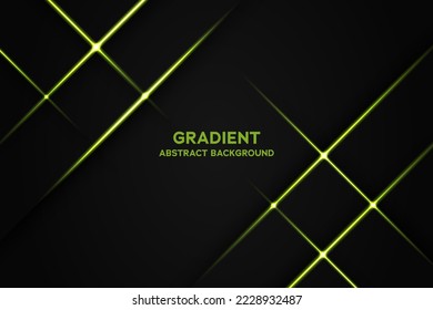 Vector green neon light on dark gray metallic overlap design. Futuristic technology background.