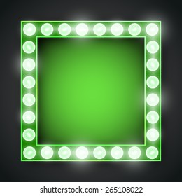 Vector green neon lights lamp vector frame template