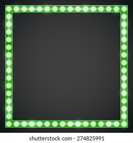 Vector green neon lights lamp vector frame template