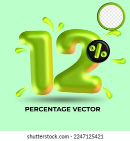 vector green number 12%  percent discount sale transparent