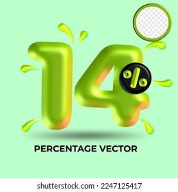 vector green number 14%  percent discount sale transparent