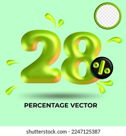 vector green number 28%  percent discount sale transparent