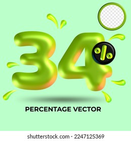 vector green number 34%  percent discount sale transparent