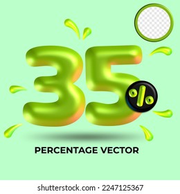 vector green number 35%  percent discount sale transparent