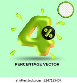 vector green number 4%  percent discount sale transparent