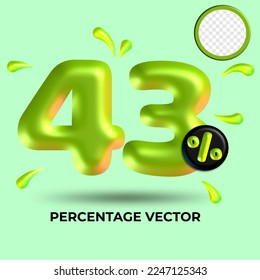 vector green number 43%  percent discount sale transparent
