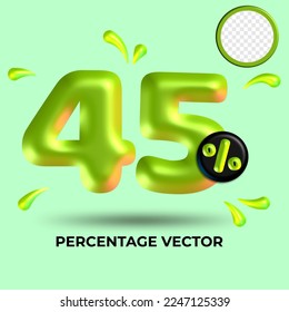 vector green number 45%  percent discount sale transparent