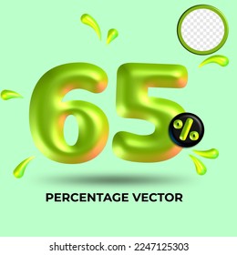 vector green number 65%  percent discount sale transparent